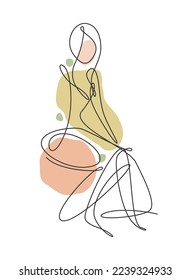 Eine einzige Linie Zeichnung von minimalistischer Schönheit abstrakte Körper Frau Gesicht Porträt Vektorgrafik. Print für Mode, T-Shirt, Logo, Salon Logo Konzept. Modernes, kontinuierliches Zeichendesign
