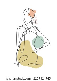 Eine einzige Linie Zeichnung von minimalistischer Schönheit abstrakte Körper Frau Gesicht Porträt Vektorgrafik. Print für Mode, T-Shirt, Logo, Salon Logo Konzept. Modernes, kontinuierliches Zeichendesign