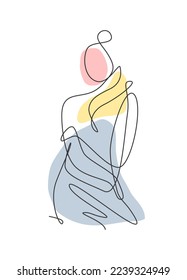 Un dibujo de una sola línea de belleza minimalista abstracta mujer corporal cara retrato ilustración vectorial. Impresión para la moda, camiseta, logotipo, concepto de logotipo de salón. Diseño gráfico de dibujo continuo moderno
