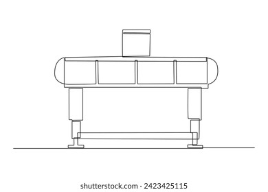 Un dibujo de una sola línea de equipamiento moderno de fábrica, vehículo comercial, concepto minimalista de tecnología de fábrica. Diseño gráfico de trazo continuo moderno, línea simple