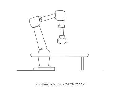 One single line drawing of Modern factory equipment, commercial vehicle, factory technology minimalist concept. Modern continuous line draw graphic design, Simple line