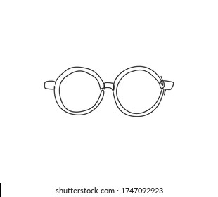 One single line drawing of old retro round glasses logo identity. Optical shop logotype icon template concept. Dynamic continuous line draw design graphic vector illustration