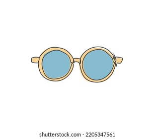 One single line drawing of old retro round glasses logo identity. Optical shop logotype icon template concept. Dynamic continuous line draw design graphic vector illustration