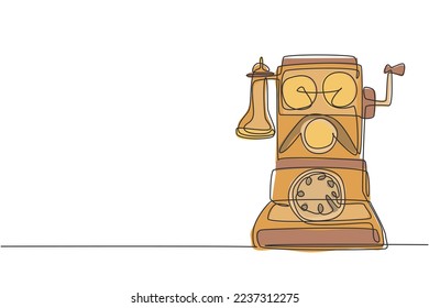 Eine einzige Linie Zeichnung von alten Vintage-Wand analoge Telefon zu kommunizieren. Retro klassisches Fernmeldekonzept. Design der Vektorgrafik mit kontinuierlicher Linienzeichnung