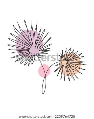 One single line drawing palm livistona rotundifolia leaf vector illustration. Tropical leaves style, abstract floral concept for poster, wall decor print. Modern continuous line graphic draw design