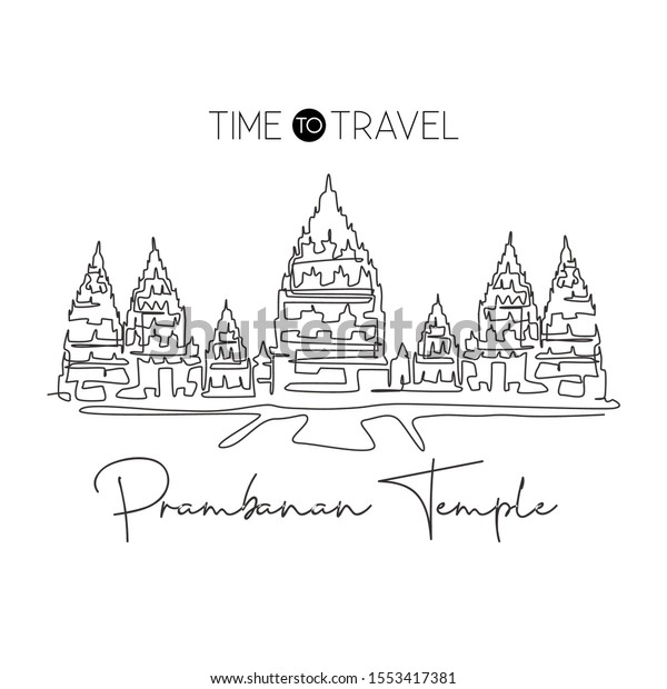 One Single Line Drawing Prambanan Temple Stock Vector (Royalty Free ...