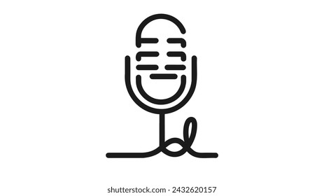 One single line drawing of radio microphone for broadcasting. loudspeaker announcer item concept continuous line draw design vector graphic illustration on white background