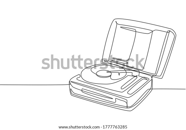 One Single Line Drawing Retro Old Stock Vector (Royalty Free ...
