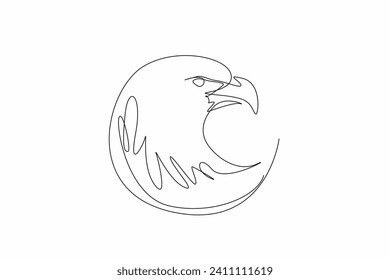 One single line drawing of rounded elegant eagle head for company logo and mascot. Template for logotype, emblem, insignia, icon and symbol. National Bird Day. Vector illustration graphic design