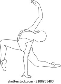 Una sola línea dibujando una bailarina sexy en ilustración vectorial. Un bello bailarín de ballet minimalista muestra el concepto de movimiento de baile. Cartel de la decoración de las paredes. Diseño gráfico de dibujo continuo moderno
