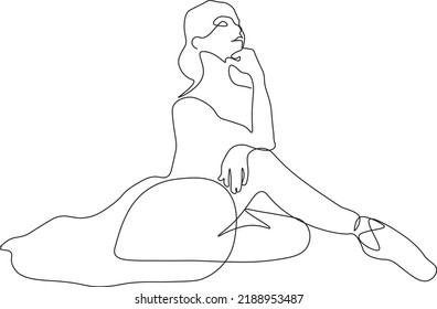 Eine einzelne Linie Zeichnung sexy Frau Ballerina Vektorgrafik. Minimalistisch hübsche Ballett-Tänzer zeigen Tanz-Motion-Konzept. Poster-Modedruck mit Wanddekor. Modernes, kontinuierliches Zeichendesign