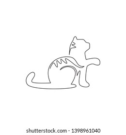 Un simple dibujo de un simple icono de gatito lindo gato. Concepto vectorial del emblema de la tienda de mascotas. Ilustración de diseño de dibujo de línea continua