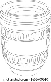 One single line drawing of slr or dslr lens. Photography equipment concept continuous line draw design illustration. Vector