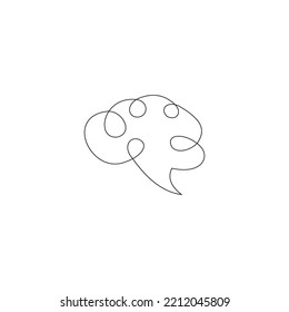 One single line drawing of smart human brain from side view logo identity. Genius idea for brain medical health icon logotype concept. Dynamic continuous line draw design vector graphic illustration