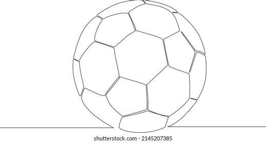 Un dibujo de una sola línea Balón de fútbol sobre fondo blanco. ilustración vectorial de diseño de dibujo de línea continua de concepto.