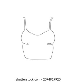 One single line drawing of top isolated on white background. Beautiful hand-drawn design vector illustration for posters, wall art, tote bag, mobile case, t-shirt print. Publication about fashion.