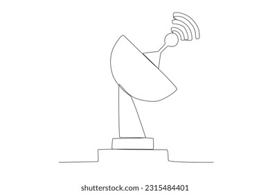 Eine einzelne Zeichnung des Konzepts des Senderturms Kommunikationsgerät. fortlaufend gezeichnete Vektorgrafik-Design-Nasa