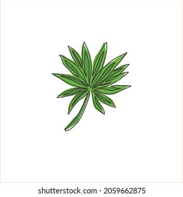 One single line drawing of tropical leaf plant. Printable poster decorative houseplant concept for home wall decor wallpaper ornament. Modern continuous line draw design vector graphic illustration
