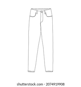 One single line drawing of trousers isolated on white background. Beautiful hand-drawn design vector illustration for posters, wall art, tote bag, mobile case, t-shirt print. Fashion article. Icon