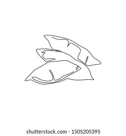 One single line drawing of whole healthy organic sweet potato for bindweed logo identity. Fresh morning glory concept for vegetable icon. Modern continuous line draw graphic design vector illustration