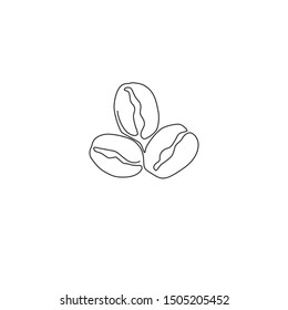 One Single Line Drawing Whole Healthy Organic Coffee Bean For Restaurant Logo Identity. Fresh Aromatic Seed Concept Coffee Drink Icon. Modern Continuous Line Draw Graphic Design Vector Illustration