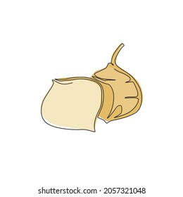 Eine einzige Linie Zeichnung von gesundem biologischem Jicama für die Identität des Obstgartenlogos. Frische Yam-Gemüsesymbole für das veganische Bauernsymbol. Moderne, kontinuierliche Zeichengrafie, Vektorgrafik