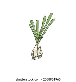 One single line drawing of whole healthy organic leek for plantation logo identity. Fresh ingredient concept for vegetable icon. Modern continuous line draw design vector graphic illustration