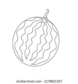One single line drawing whole and sliced healthy organic fresh water melon logo Modern continuous line draw design vector graphic illustration