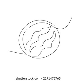 One single line drawing whole and sliced healthy organic fresh water melon logo Modern continuous line draw design vector graphic illustration