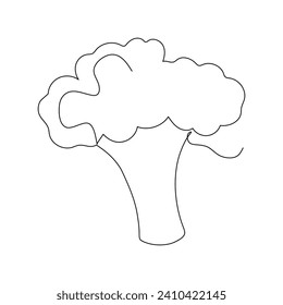Una sola línea dibujando brócoli verde orgánico sano para la identidad del logo de la granja. Nuevo concepto de planta verde comestible para ícono de verdura. Ilustración gráfica vectorial de diseño de líneas continuas modernas