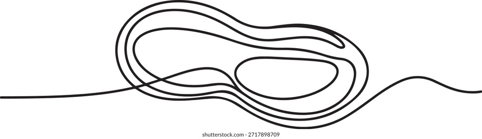 One single line drawing of whole healthy organic peanut for farm logo identity, Abstract Walnut Beans Peanuts, continuous single one line art hand drawing sketch logo. one line Icon drawing
