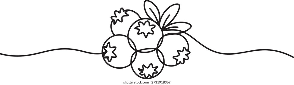 One single line drawing of whole healthy organic blueberries for orchard logo identity. Fresh blue berry fruitage concept for fruit garden icon. one line Icon drawing
