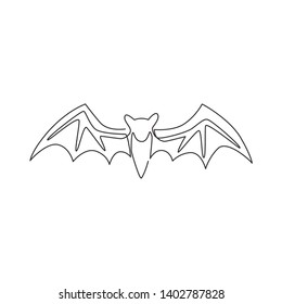 One single line drawing of wild bat for company business logo identity. Cute mammal animal mascot concept for comic hero symbol. Modern continuous line draw graphic vector design illustration