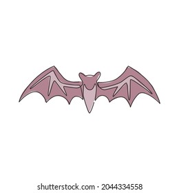 One single line drawing of wild bat for company business logo identity. Cute mammal animal mascot concept for comic hero symbol. Modern continuous line draw graphic vector design illustration