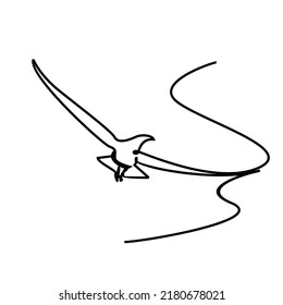 Un dibujo de una sola línea de gaviota silvestre para la identidad del logo comercial de la empresa. El concepto de mascota de pájaro lindo para la conservación del símbolo del parque nacional. Vector gráfico de diseño de dibujo de línea continua