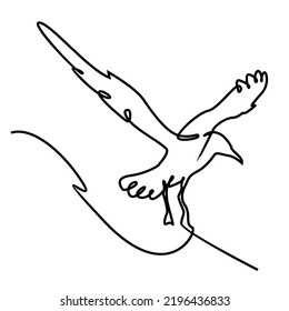 One single line drawing of wild seagull for company business logo identity. Cute bird mascot concept for conservation national park symbol. Continuous line draw design graphic illustration vector