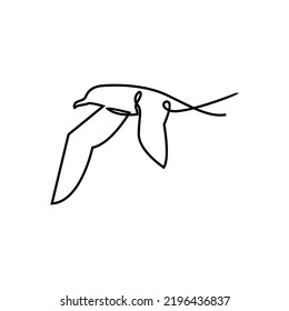 One single line drawing of wild seagull for company business logo identity. Cute bird mascot concept for conservation national park symbol. Continuous line draw design graphic illustration vector