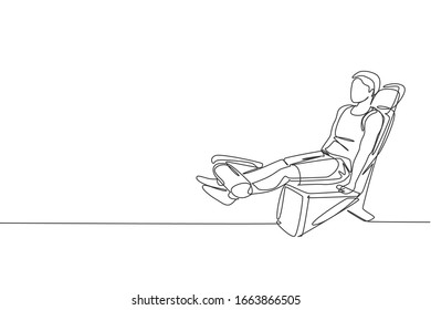 Eine Einzelzeichnung für junge Sportler mit Bänkepresse in der Vektorillustration des Fitnesscenters. Gesundes Lifestyle-Sportkonzept. Modernes Design für fortlaufende Linienführung