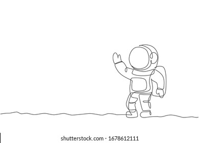 One Single Line Drawing Young Astronaut Stock Vector (Royalty Free ...