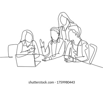 One Single Line Drawing Young Business Stock Vector (Royalty Free ...