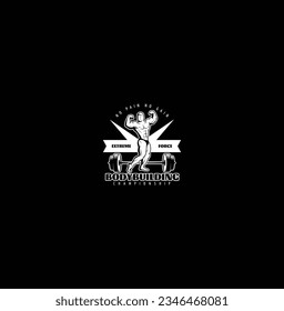 One single line drawing of young energetic male bodybuilder model show vector illustration. Healthy workout concept. Modern continuous line drawing design for bodybuilding fitness center club logo.