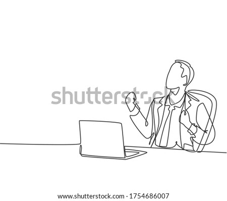 One single line drawing of young happy CEO holding a paper containing business contract agreement. Business deal successful celebration concept continuous line draw design graphic vector illustration