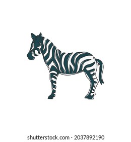 One Single Line Drawing Of Zebra For National Park Zoo Safari Logo Identity. Typical Horse From Africa With Stripes Concept For Kids Playground Mascot. Continuous Line Draw Vector Design Illustration