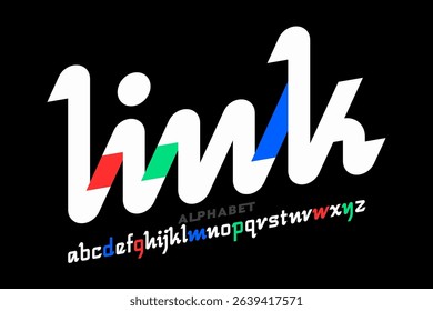 One single line linked style font design, alphabet letters and numbers vector illustration