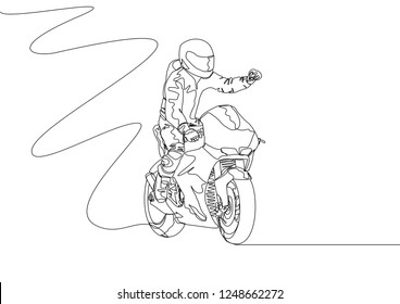 One single line motor sport racing tournament. Continuous line drawing of race competition concept. Vector illustration