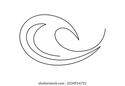 Una sola línea de simple dibujo de la onda del océano. Ilustración vectorial de dibujo de línea continua de onda marina