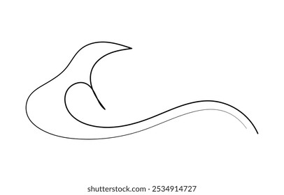 One single line simple ocean wave drawing. Sea wave continuous line drawing vector illustration
