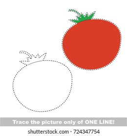 One Single Tomato to be traced only of one line, the tracing educational game to preschool kids with easy game level, the colorful and colorless version.