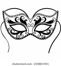 one single unbroken continuous line of carnival mask. Vector illustration with white background 