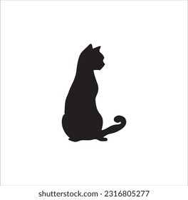 Una silueta de gato sentado, arte vectorial.